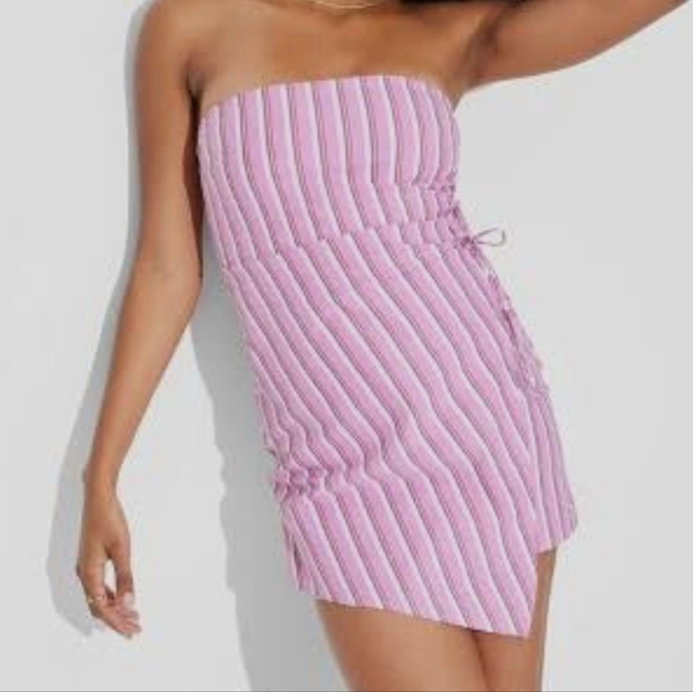 Wild Fable Pink and White Striped Strapless Dress NWT